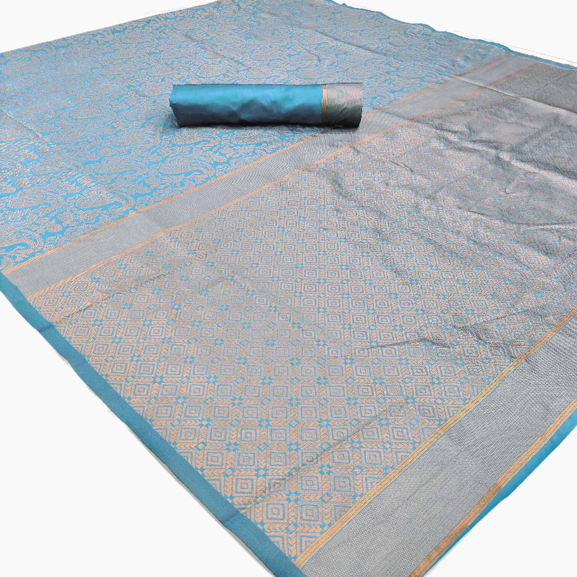 Blue Woven Banarasi Silk Saree