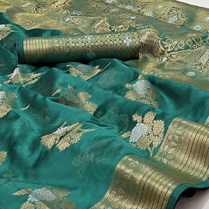 Rama Blue Woven Organza Saree