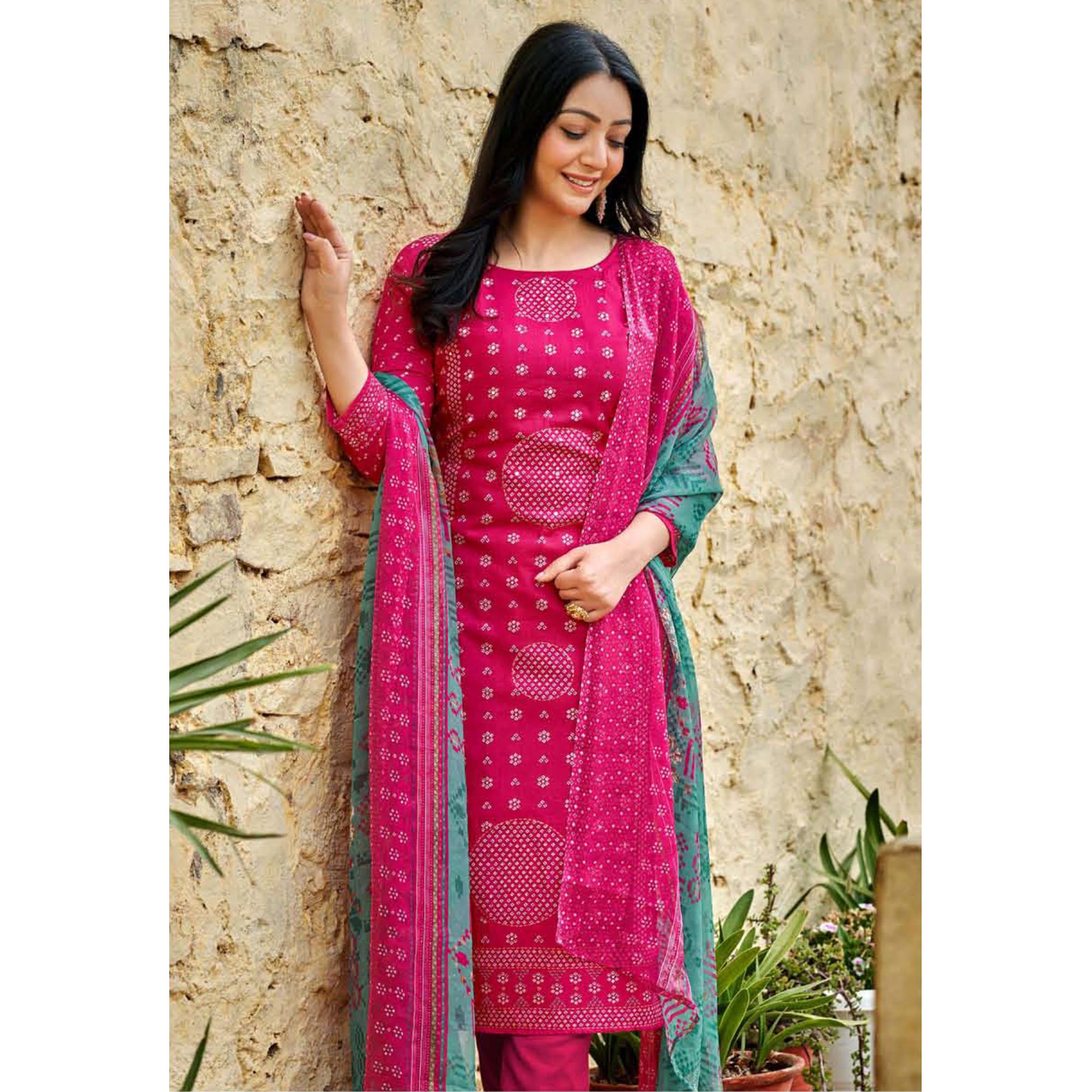 Pink Bandhani Printed Pure Cotton Salwar Suit