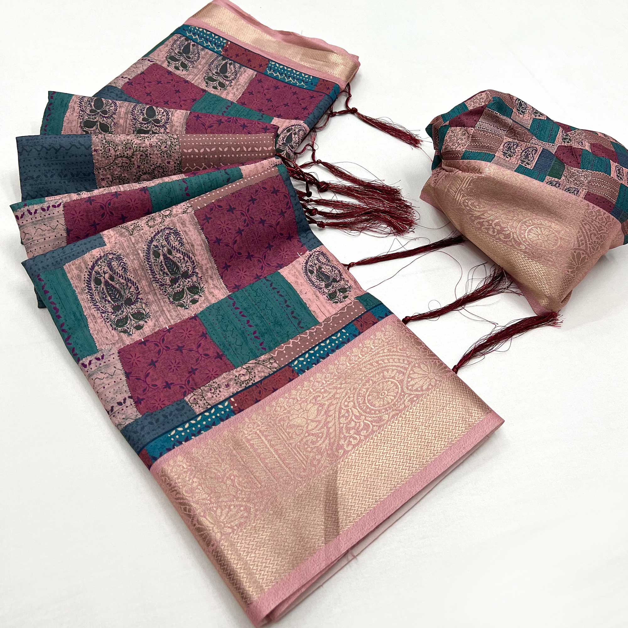 Multicolor Floral Digital Printed Pure Cotton Saree