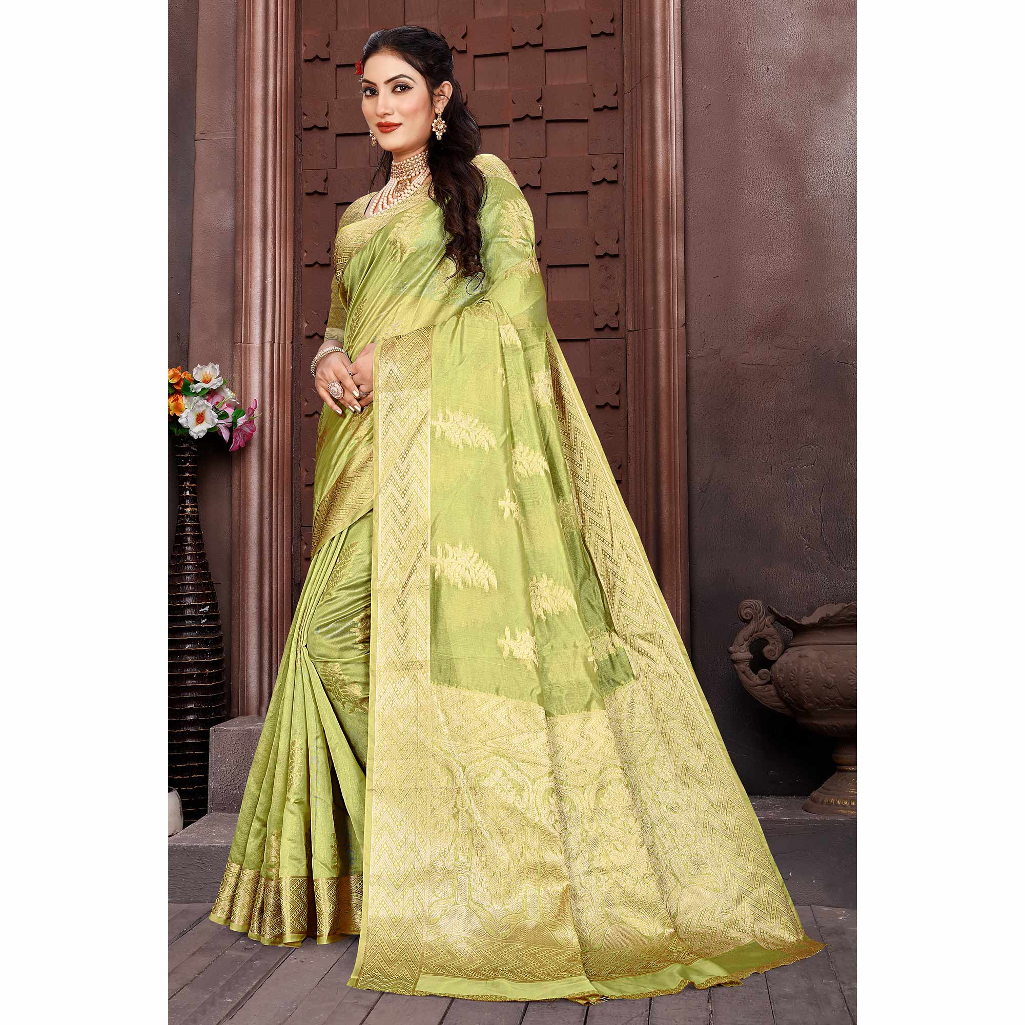 Satika Organza Green Saree main image 1