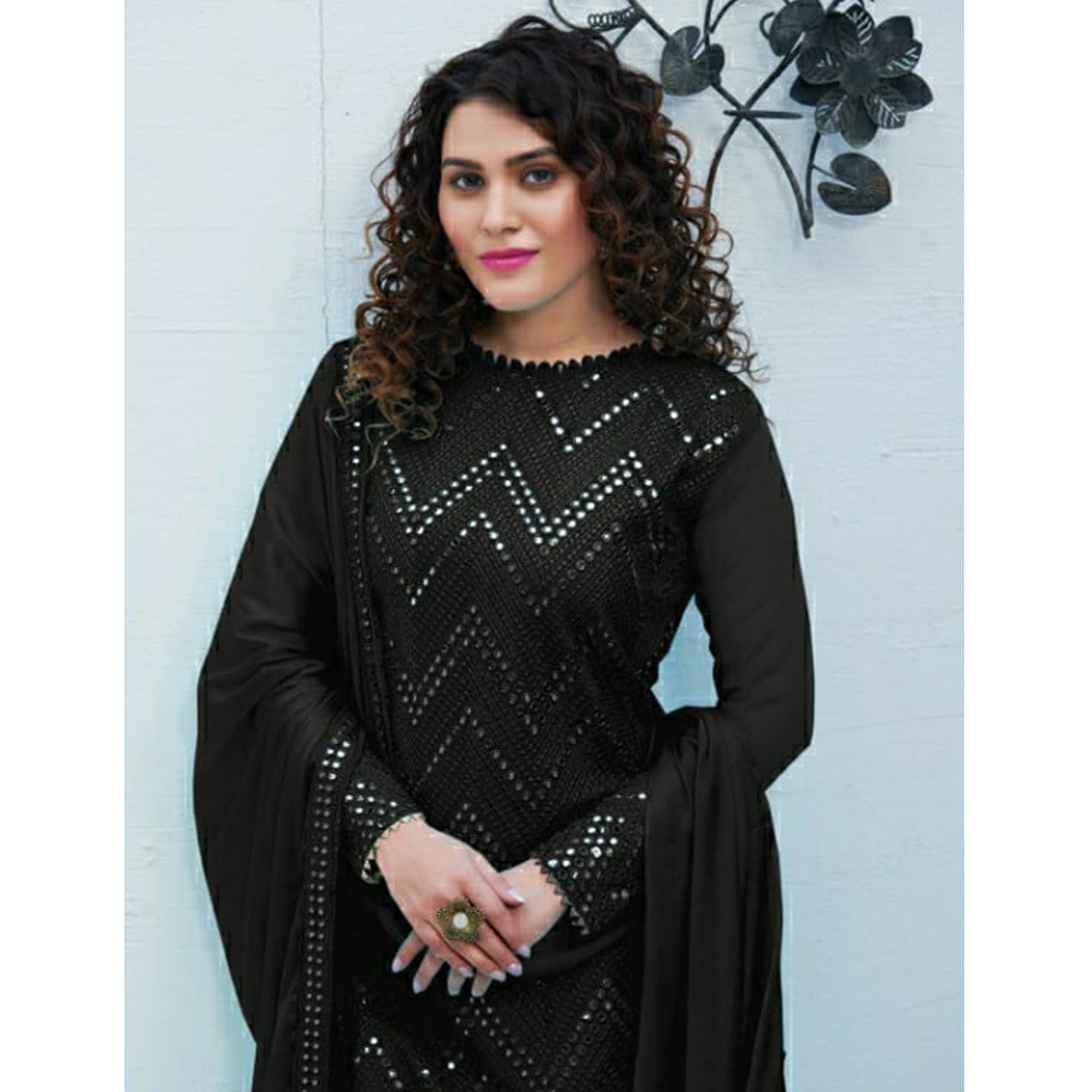 Black Mirror Embroidered Georgette Suit