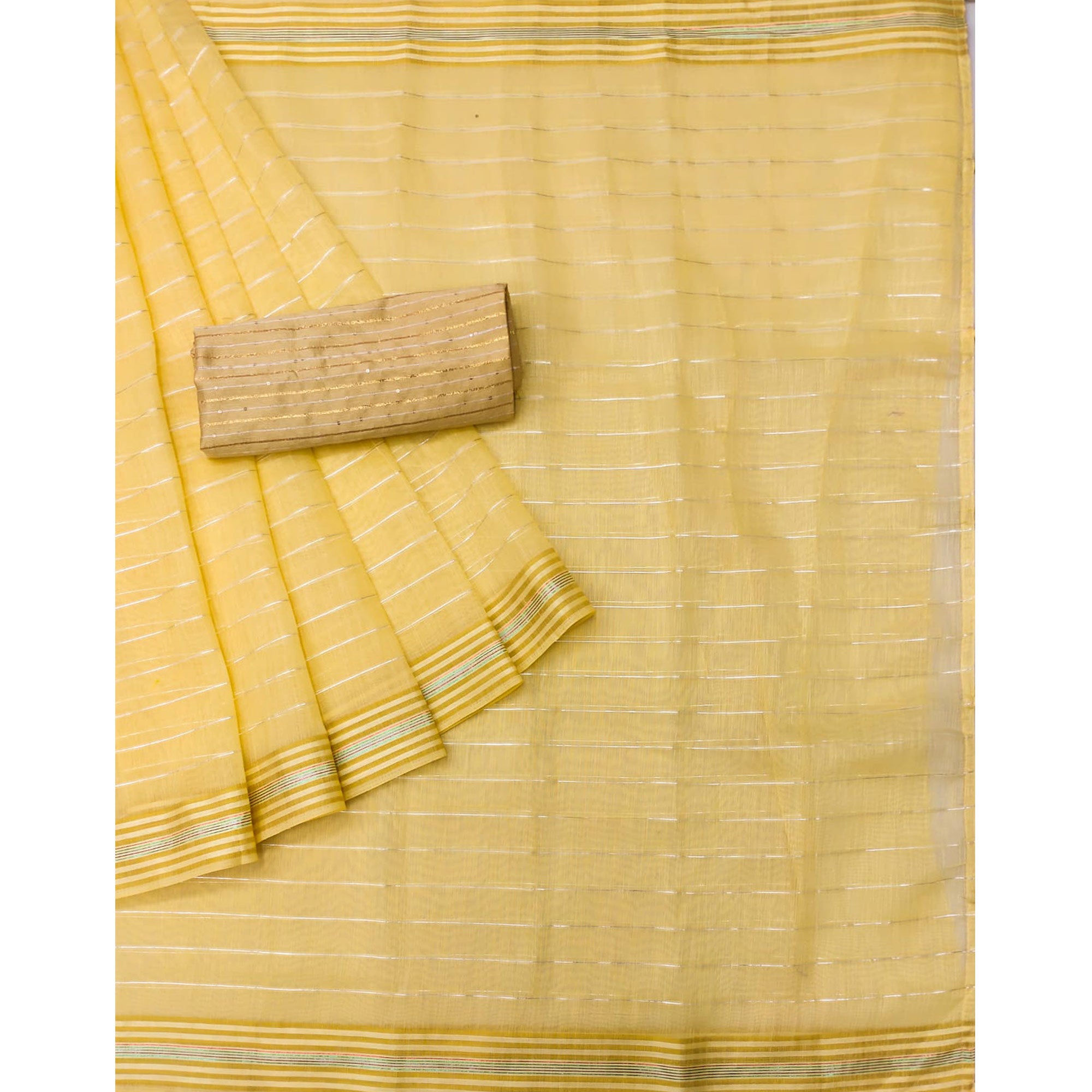 Yellow Woven Linen Saree