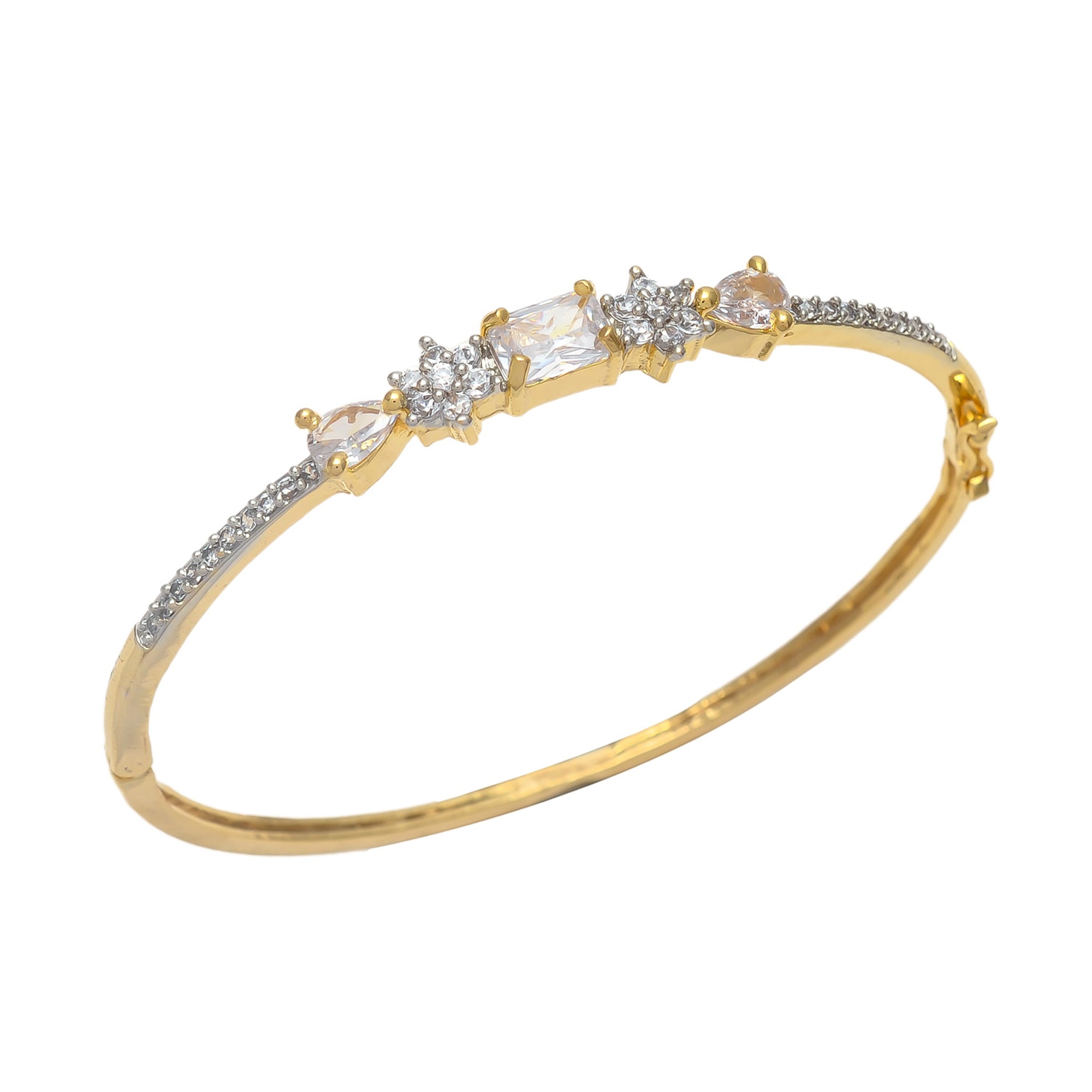 Gold Polish American Diamond Sleek Bracelet