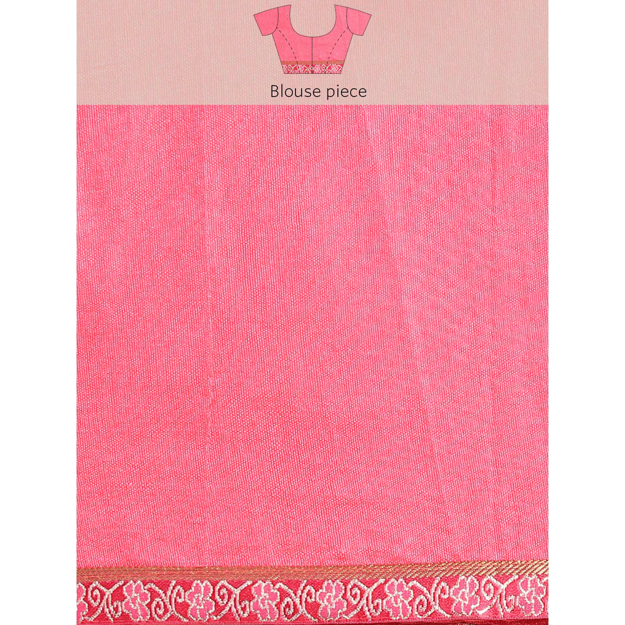 Pink Floral Foil Printed Zomato Saree