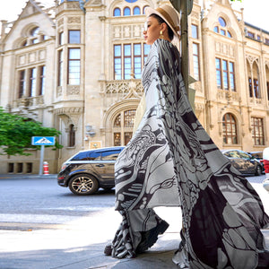 Grey Printed Crepe Saree