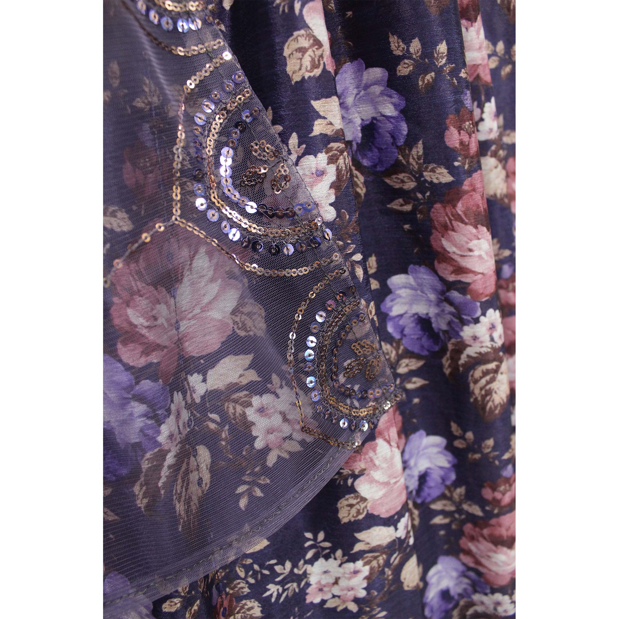 Purple Printed With Sequins Embroidered Georgette Lehenga Choli