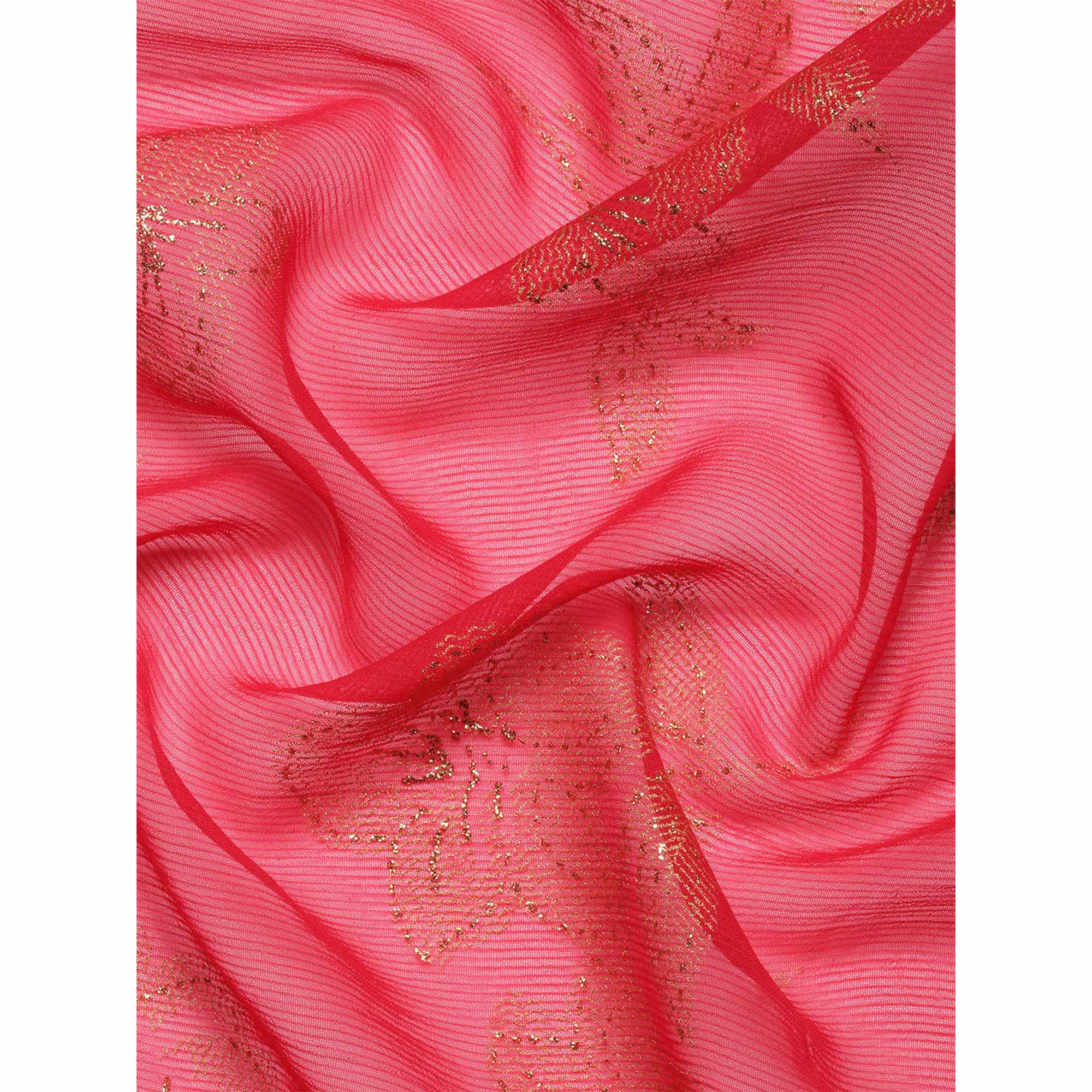 Pink Floral Foil Printed Zomato Saree