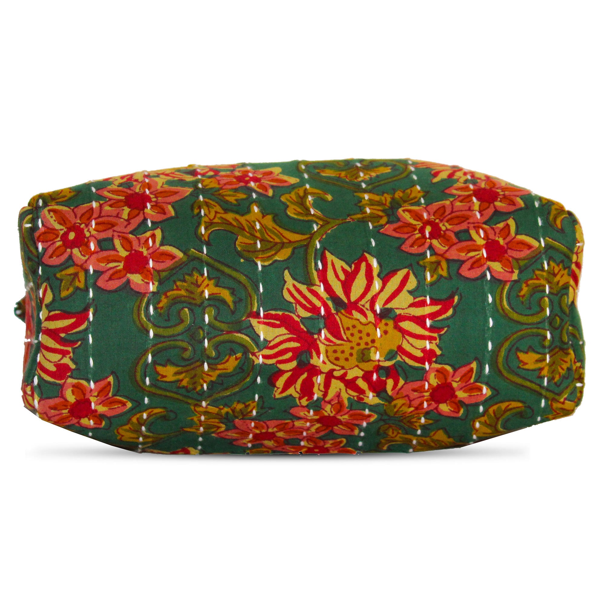 TMN - Women Green Printed With Embroidered Vegan Leather Cosmetic Pouch