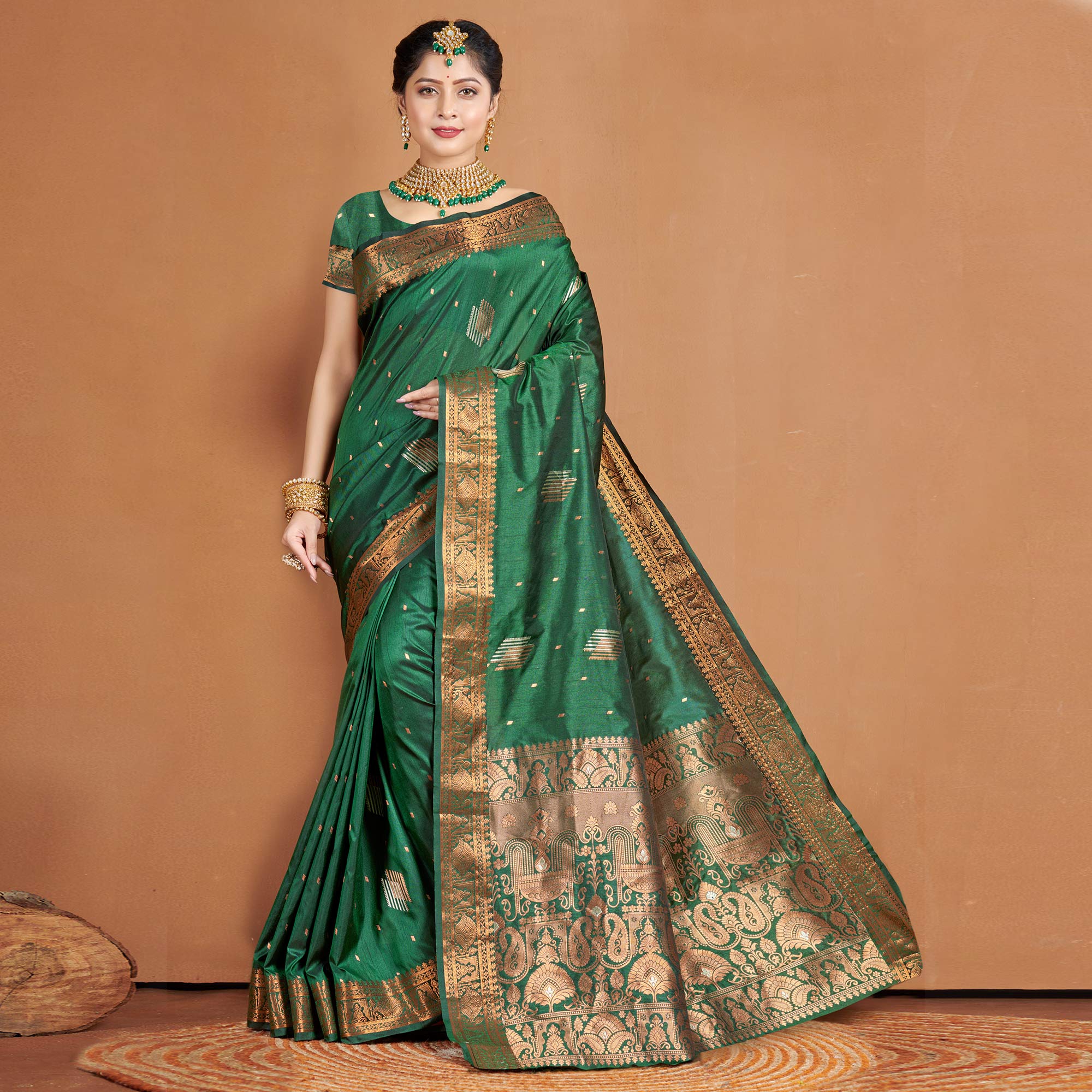 Green Woven Banarasi Silk Saree