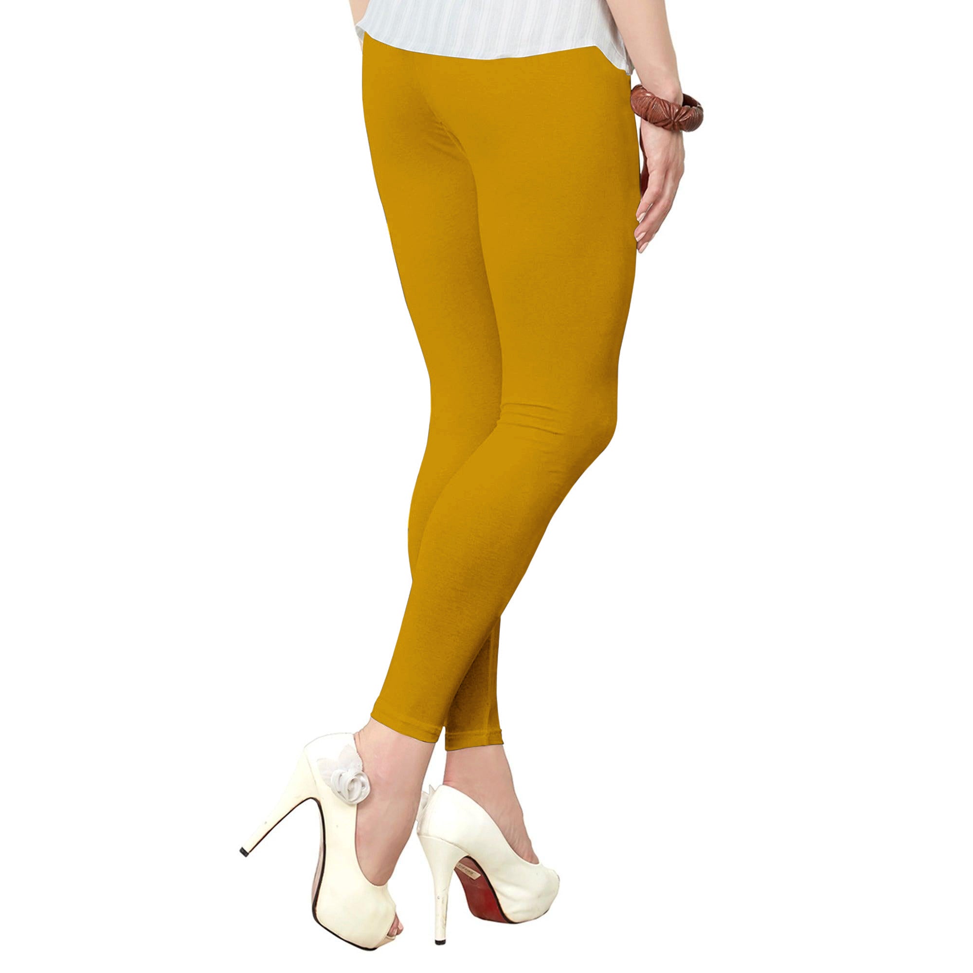 Yellow Pure Cotton Ankle Length Leggings