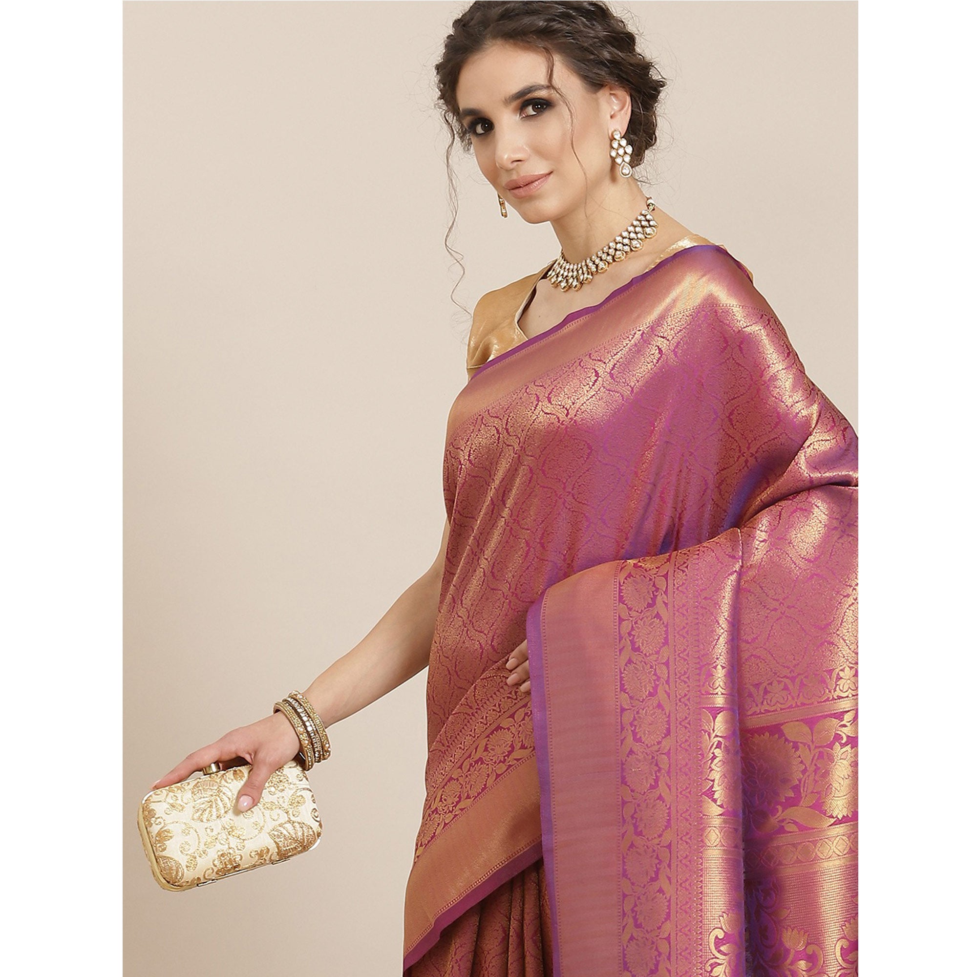 Wine Woven Kanjivaram Silk Saree