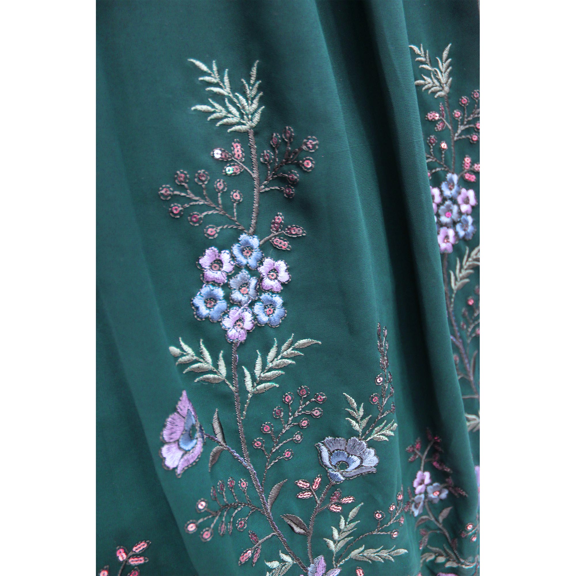 Green Sequins Embroidered Georgette Lehenga Choli
