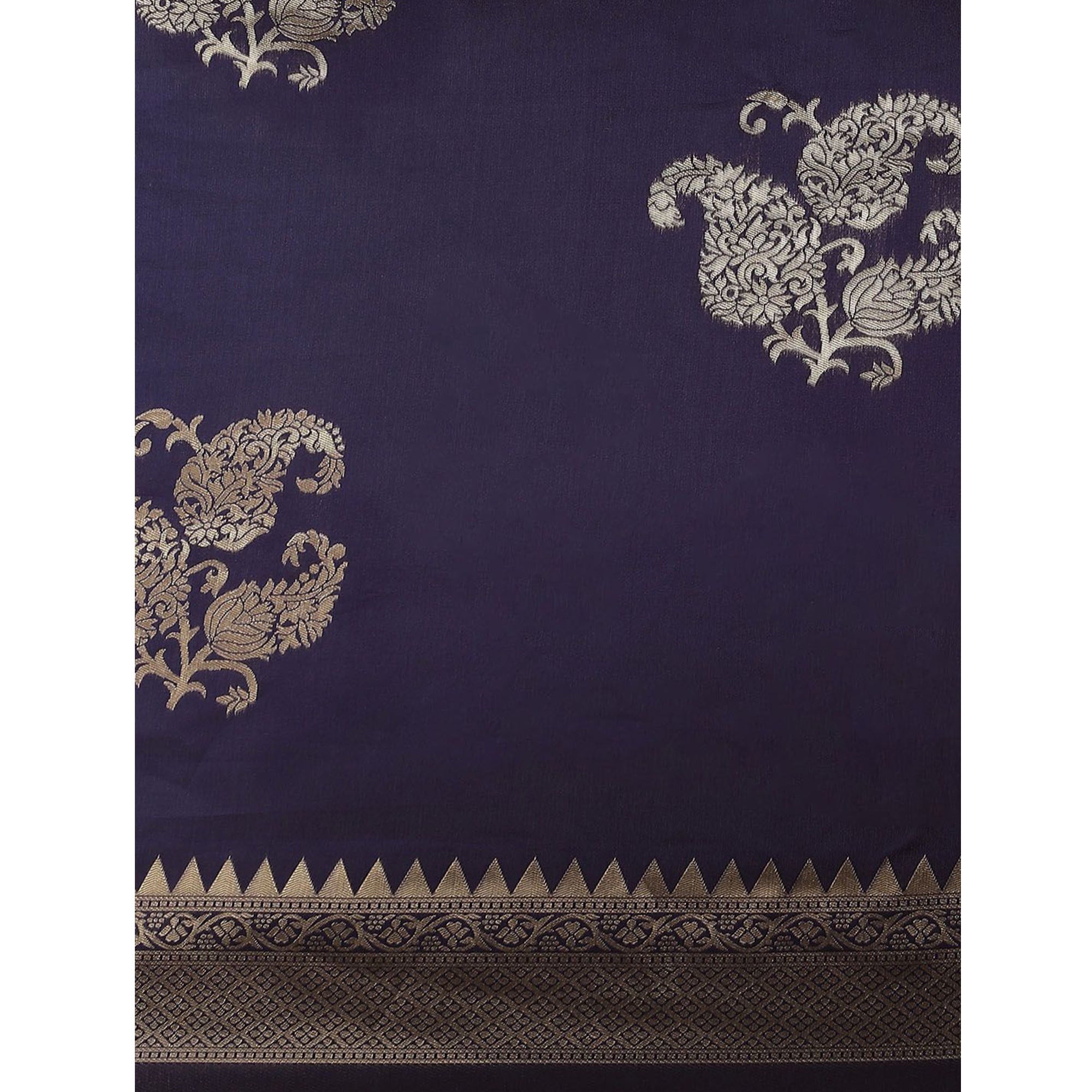 Navy Blue Woven Banarasi Silk Saree