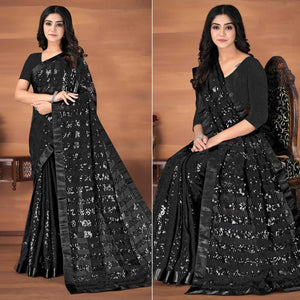Black Sequins Embroidered Georgette Saree
