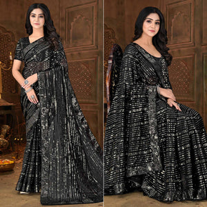 Black Sequins Embroidered Georgette Saree