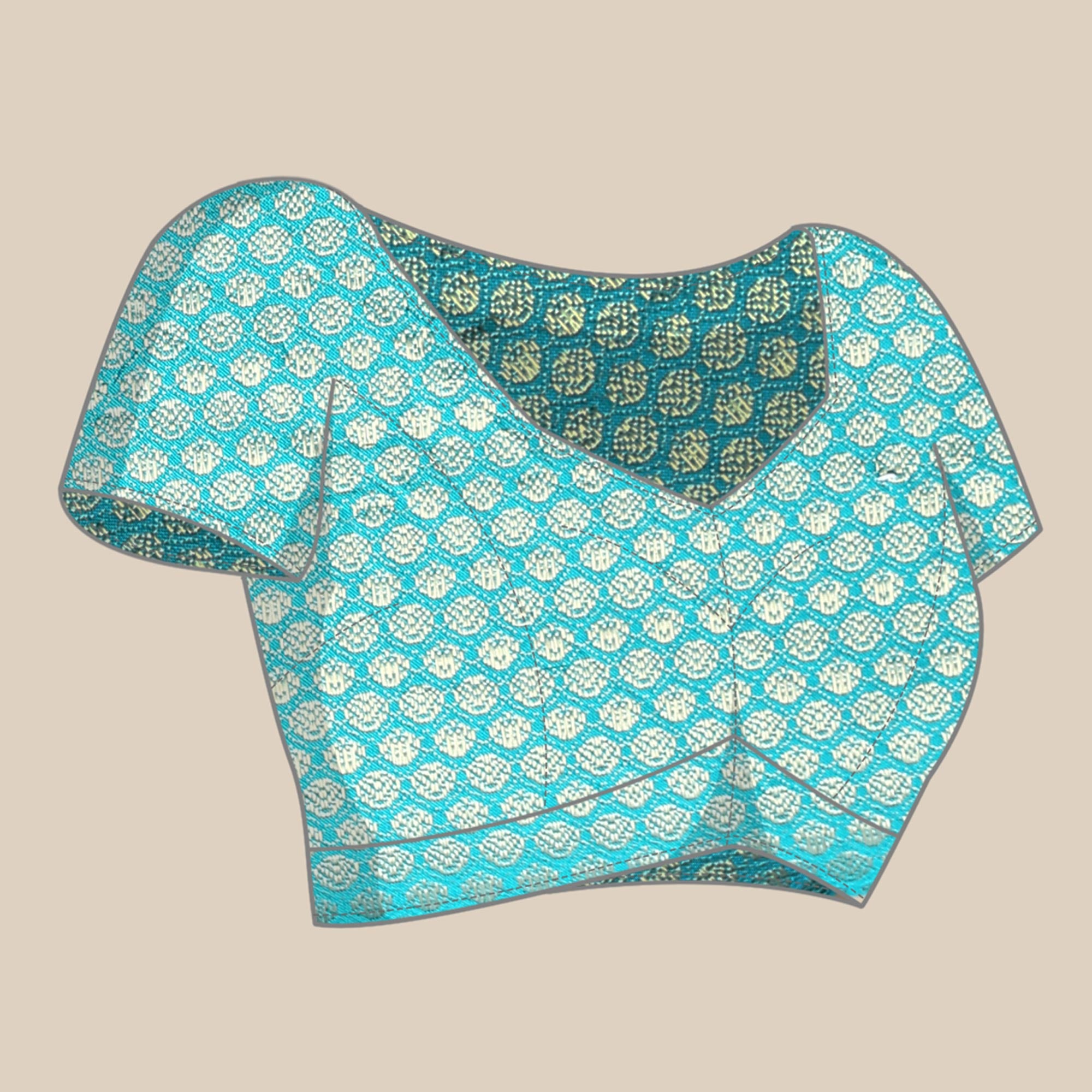 Blue Foil Printed With Swarovski Vichitra Silk Saree
