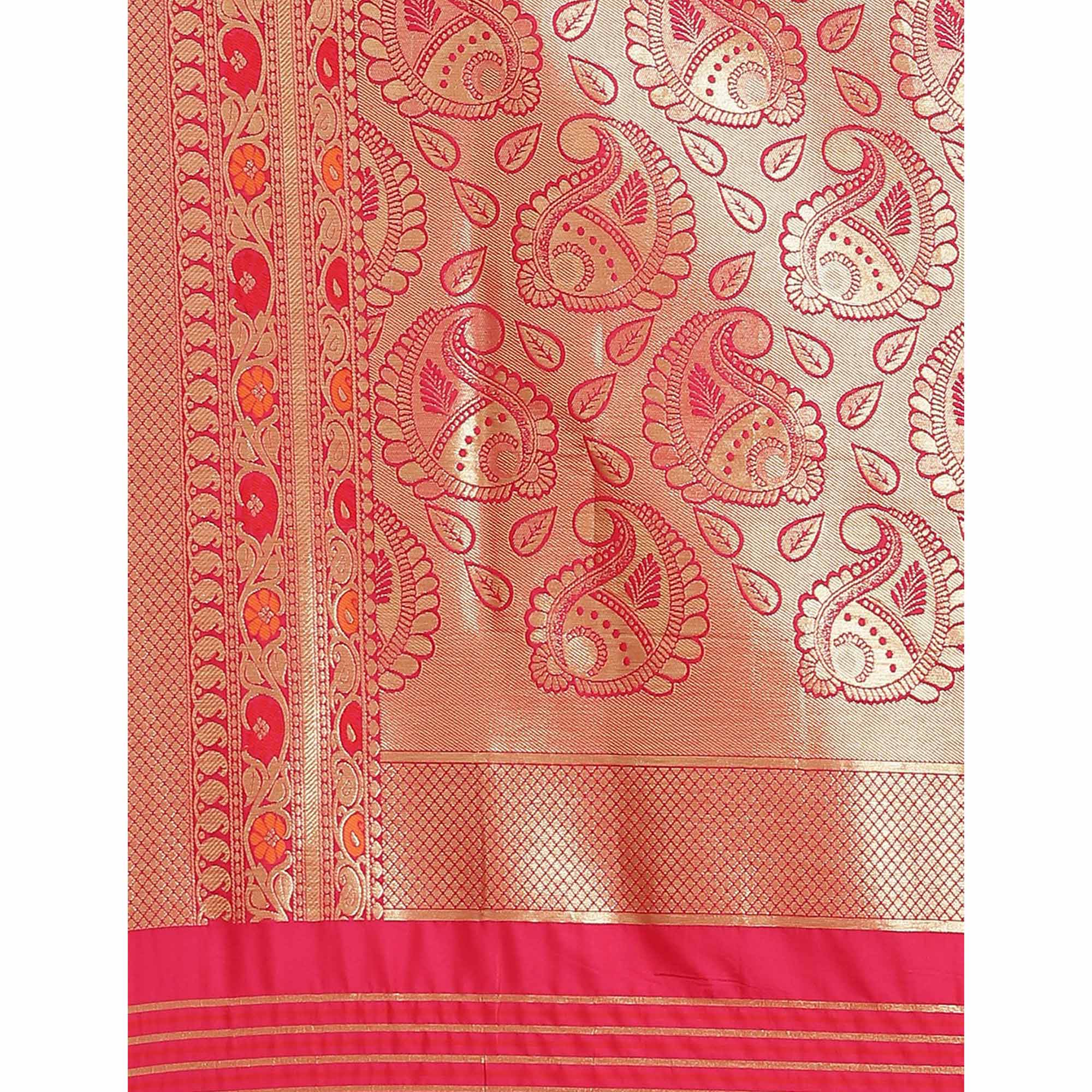 Pink Woven Kanjivaram Silk Saree
