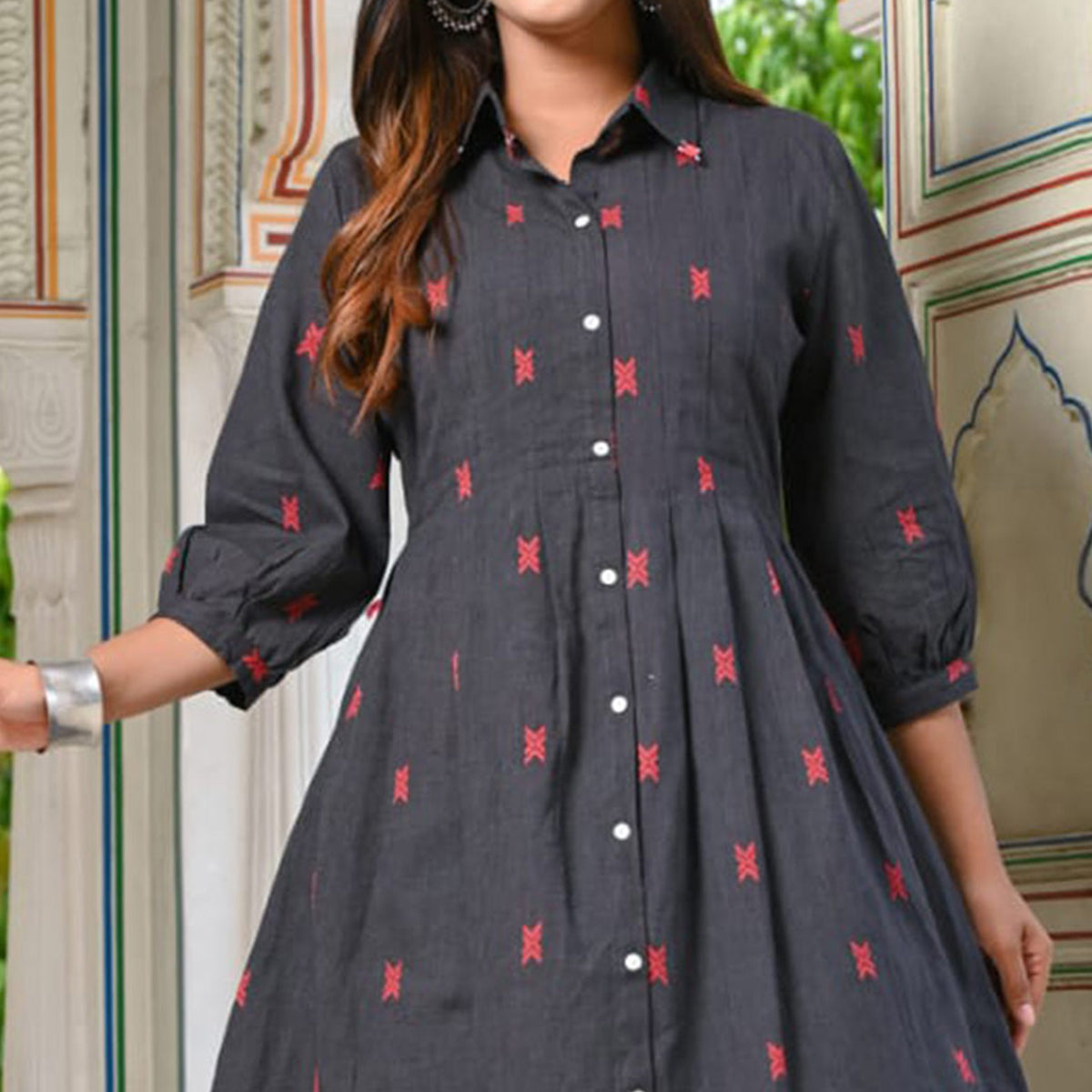 Black Printed Pure Cotton Dress