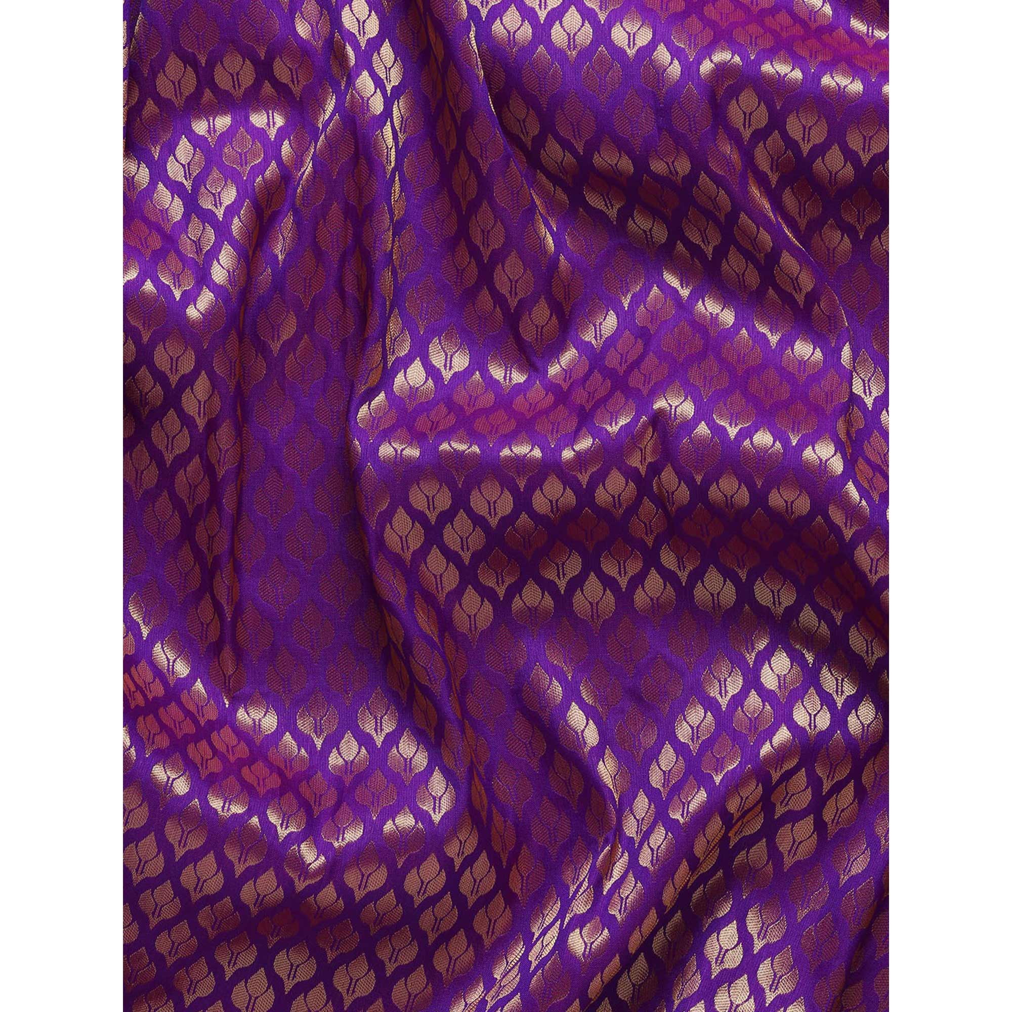 Violet Woven Kanjivaram Silk Saree