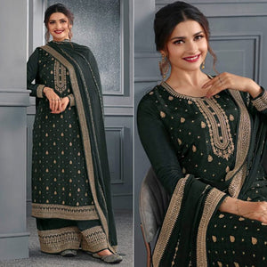 Green Woven With Sequins Embroidered Dola Silk Palazzo Suit