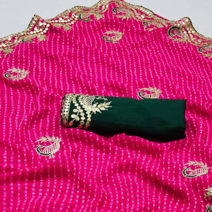 Pink Printed With Gota Work Georgette Saree