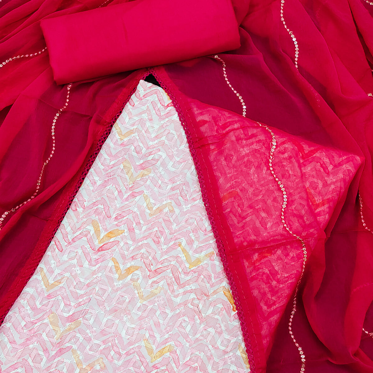 Pink Digital Printed Cotton Dress Material
