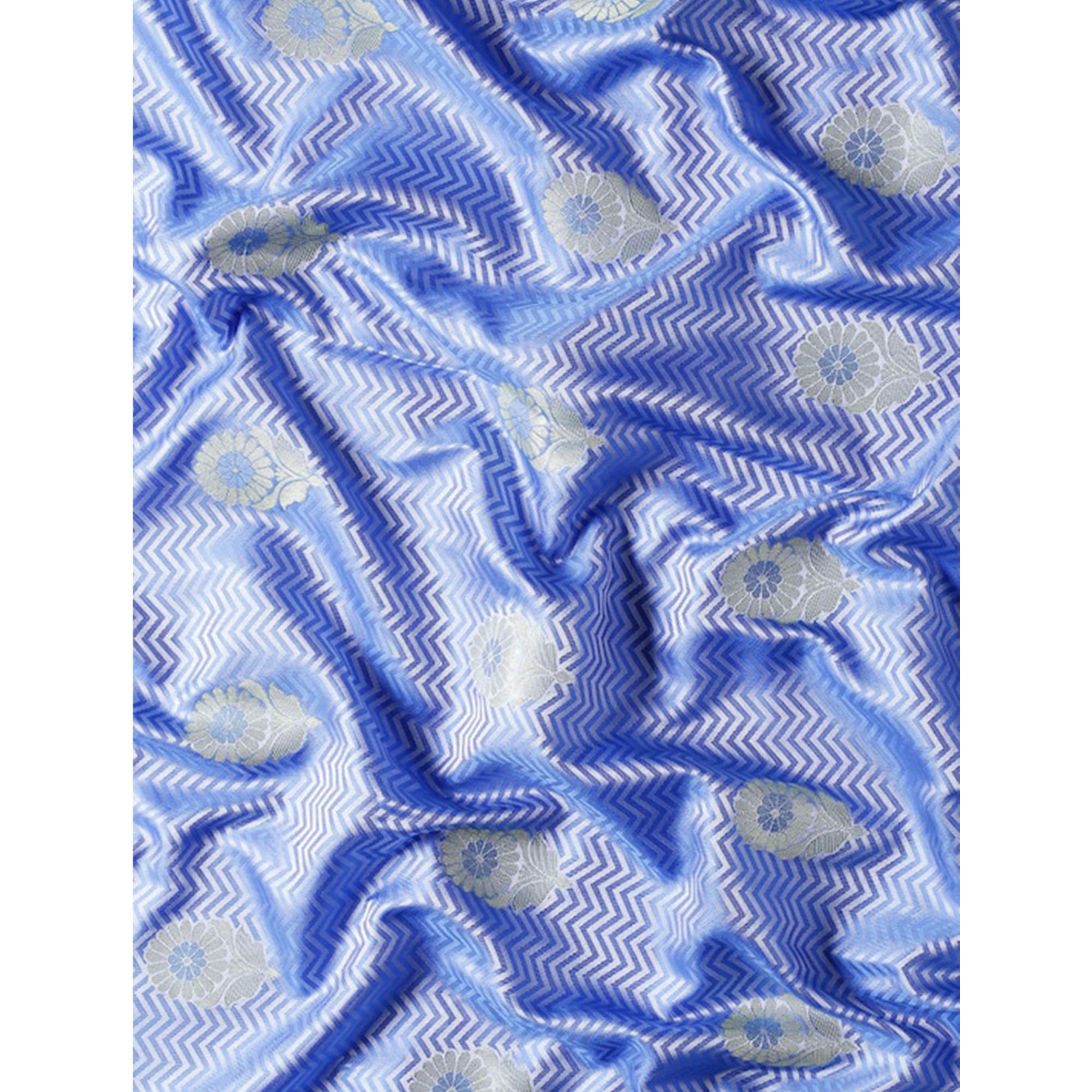 Blue Woven Kanjivaram Silk Saree WithTassels