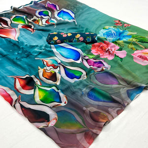 Multicolor Digital Printed Georgette Saree