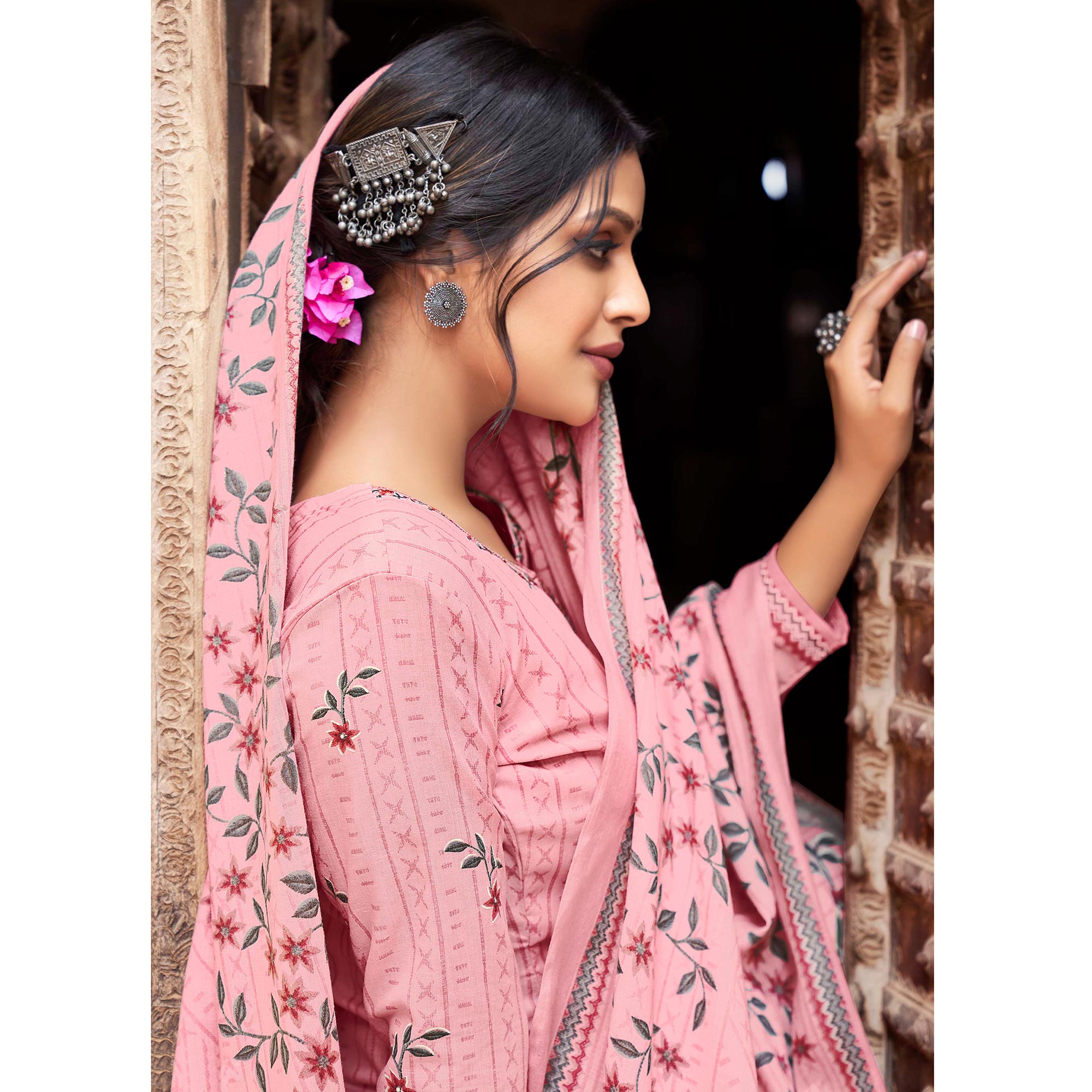 Pink Short Shirt Style Wedding Festive Palazzo Suit