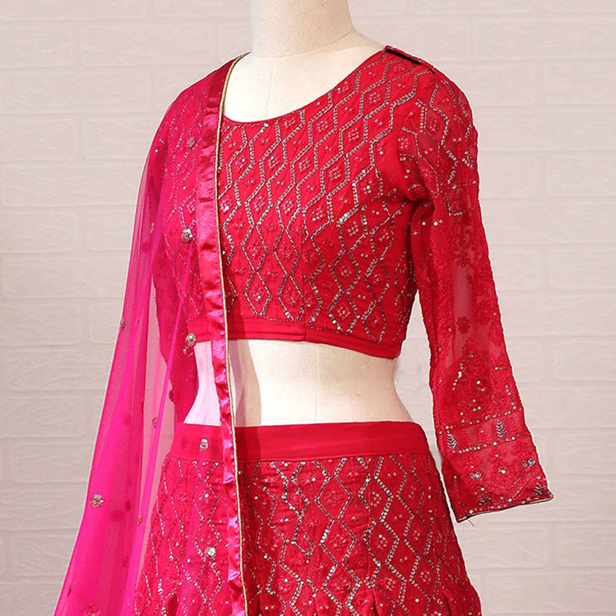 Pink Sequins Embroidered Georgette Lehenga Choli