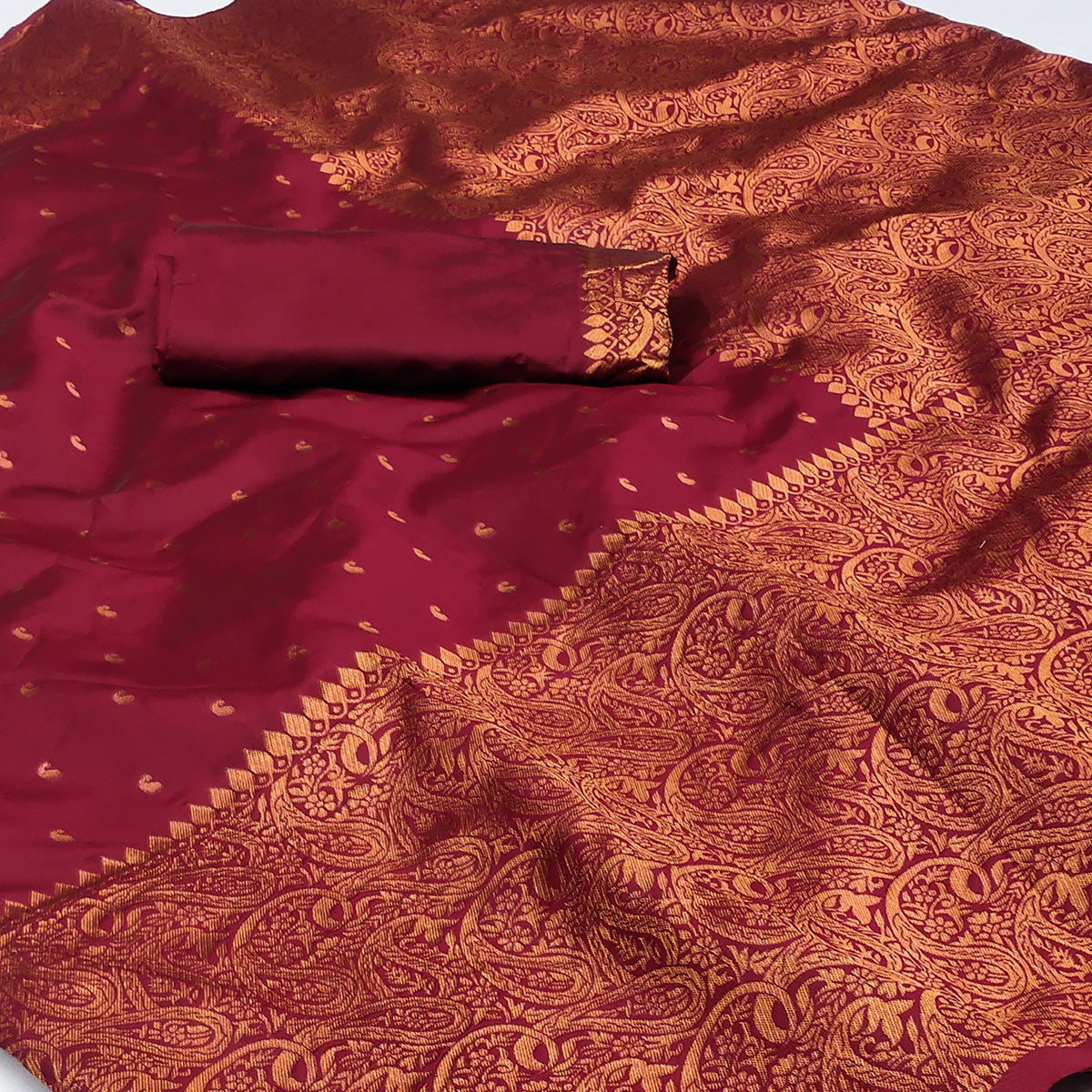 Maroon Woven Banarasi Silk Saree