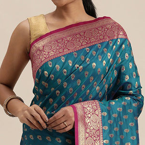 Rama Blue Woven Kanjivaram Silk Saree