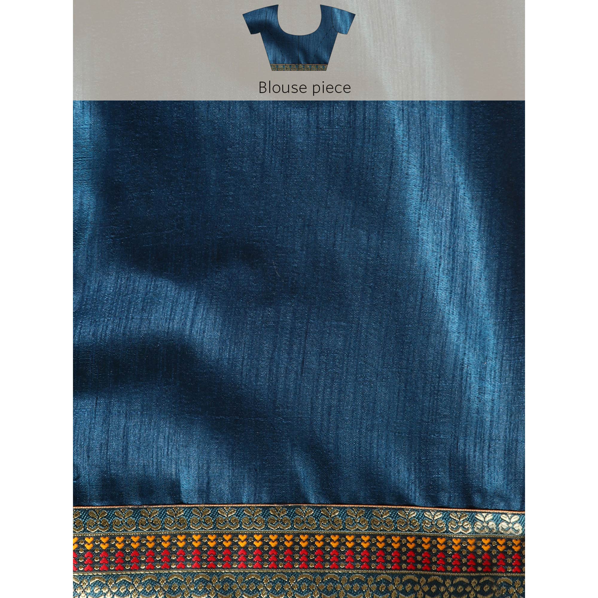 Blue Floral Foil Printed Vichitra Silk Saree