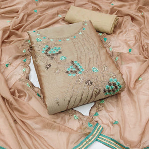 Chikoo Floral Embroidered Modal Dress Material