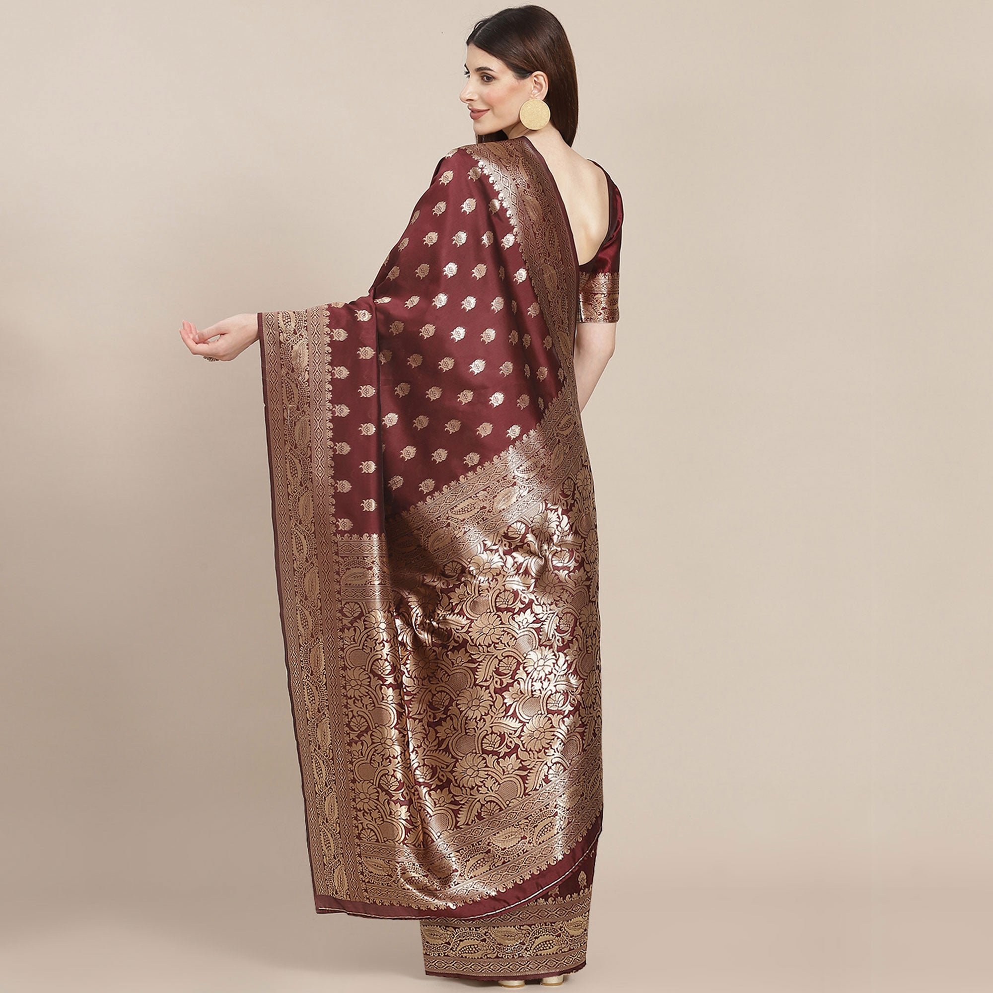 Maroon Woven Banarasi Silk Saree