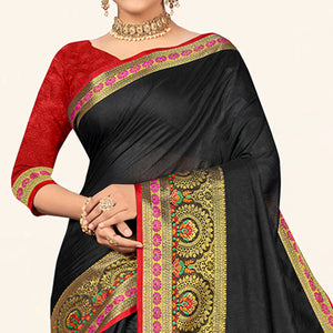 Black Woven Cotton Saree