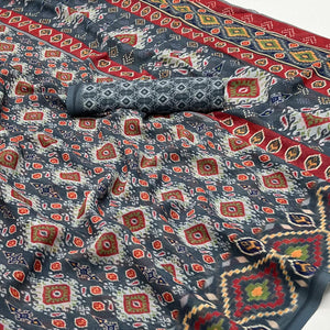 Grey Digital Printed Georgette Saree