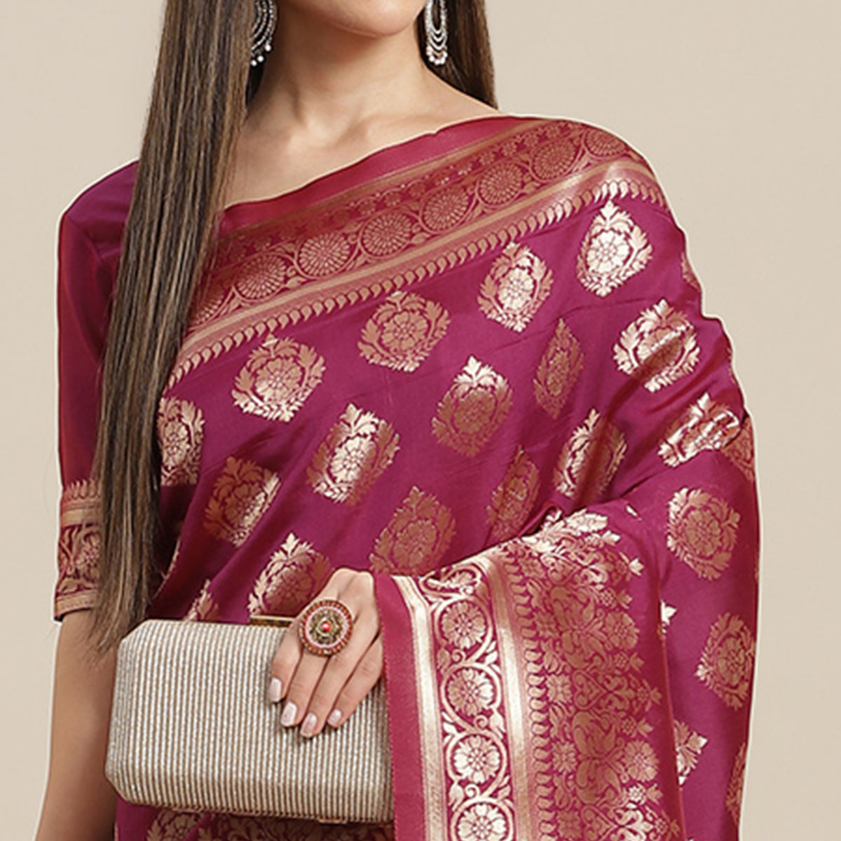 Purple Woven Banarasi Silk Saree