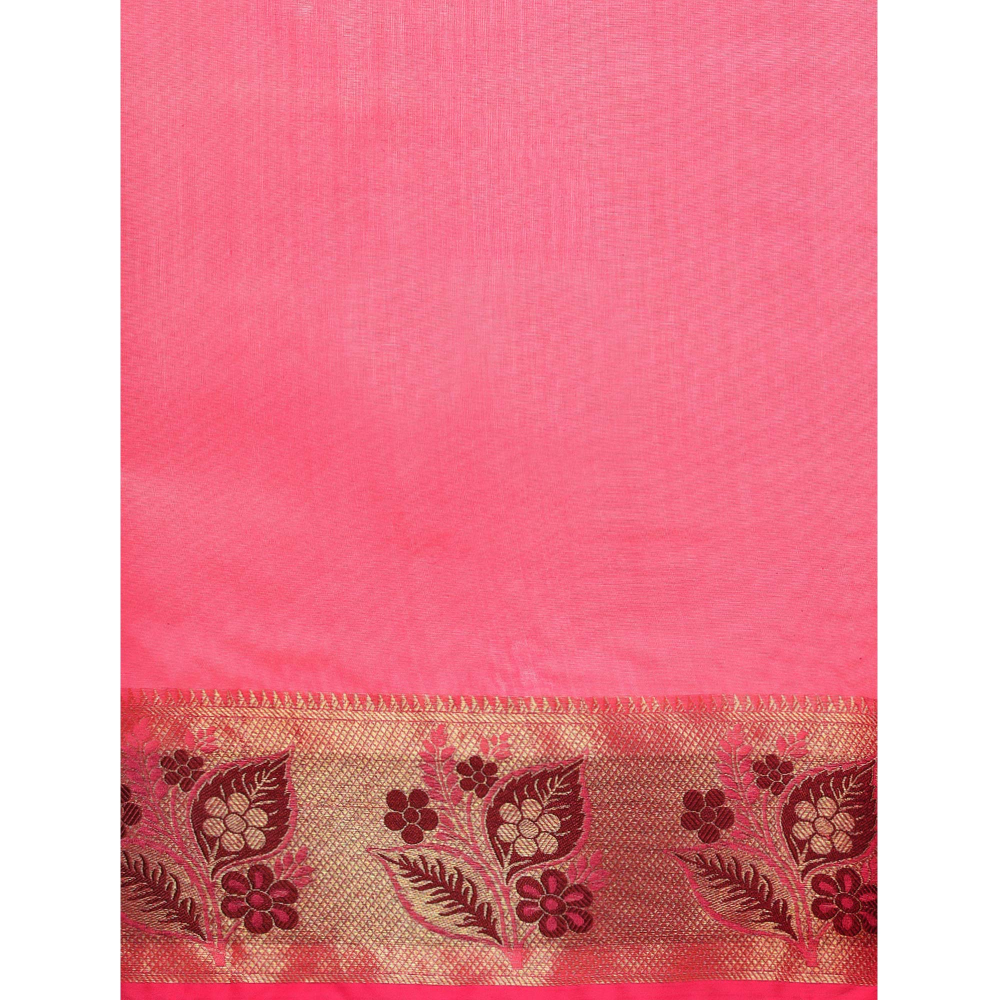 Rani Pink Woven Cotton Silk Saree