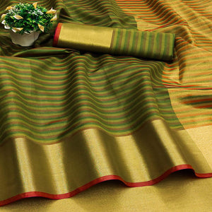 Mehendi Green Woven Cotton Silk Saree