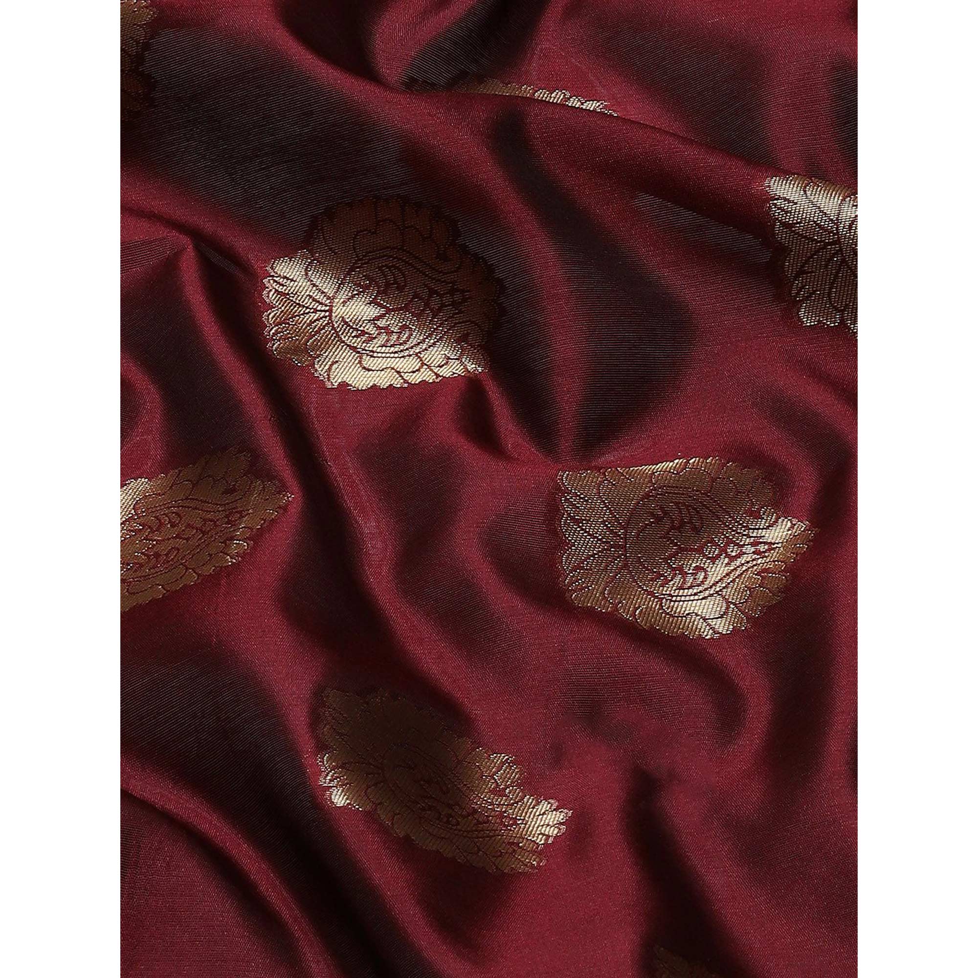 Maroon Woven Banarasi Silk Saree