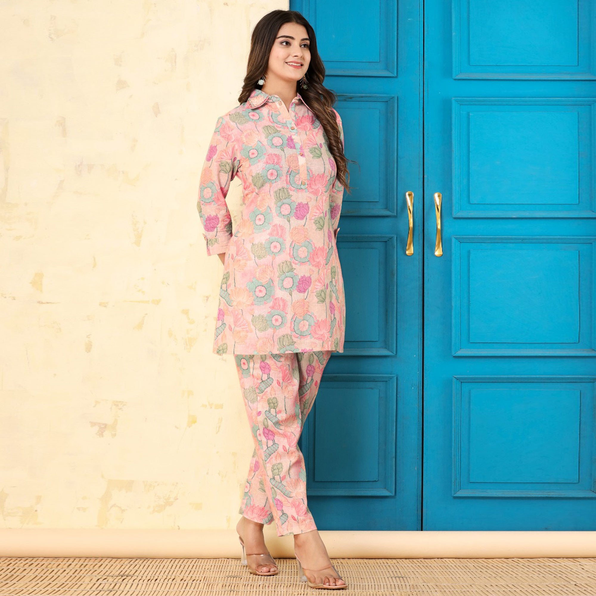 Pure Cotton Floral Printed A-line Co-ord Set main image 0