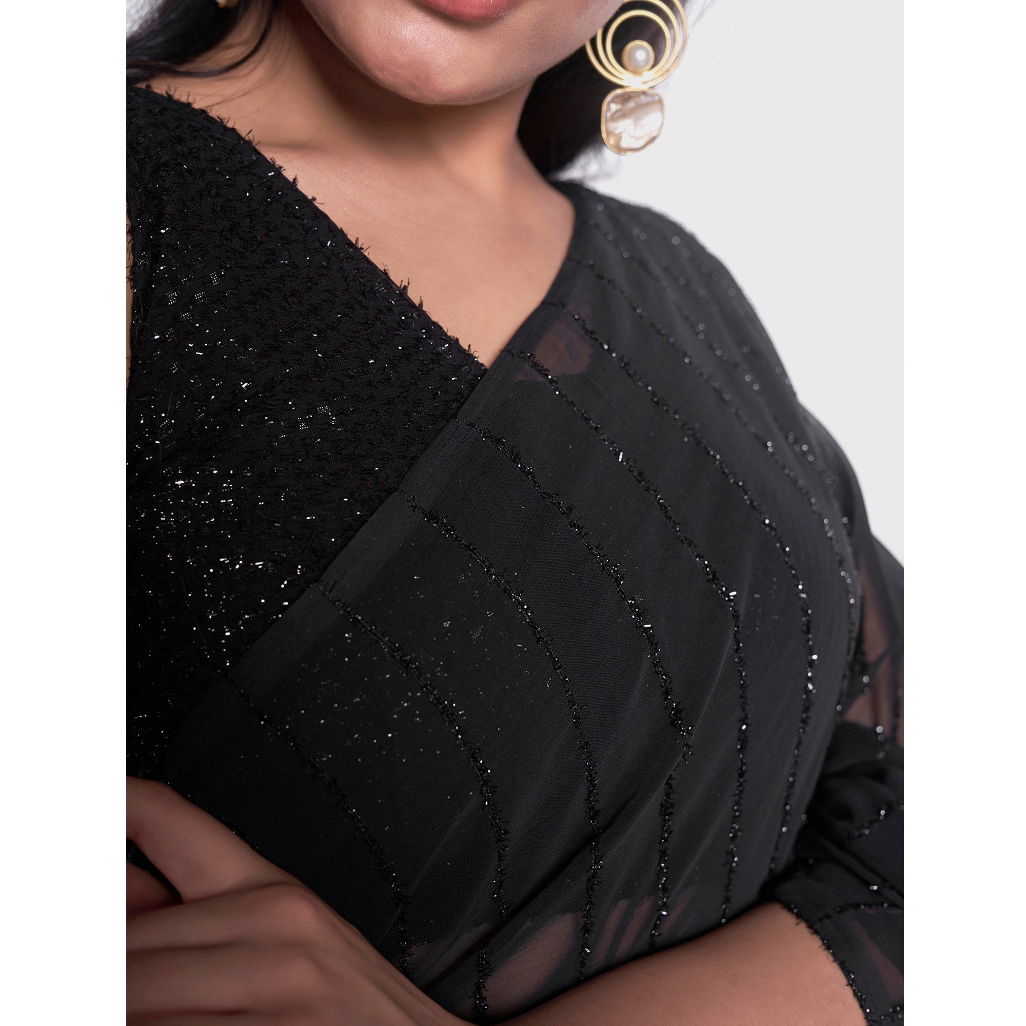 Black Embroidered Georgette Saree