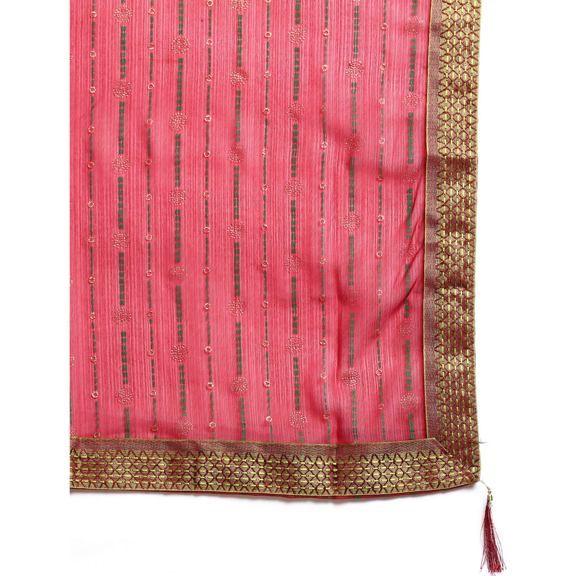 Maroon Foil Printed Zomato Saree