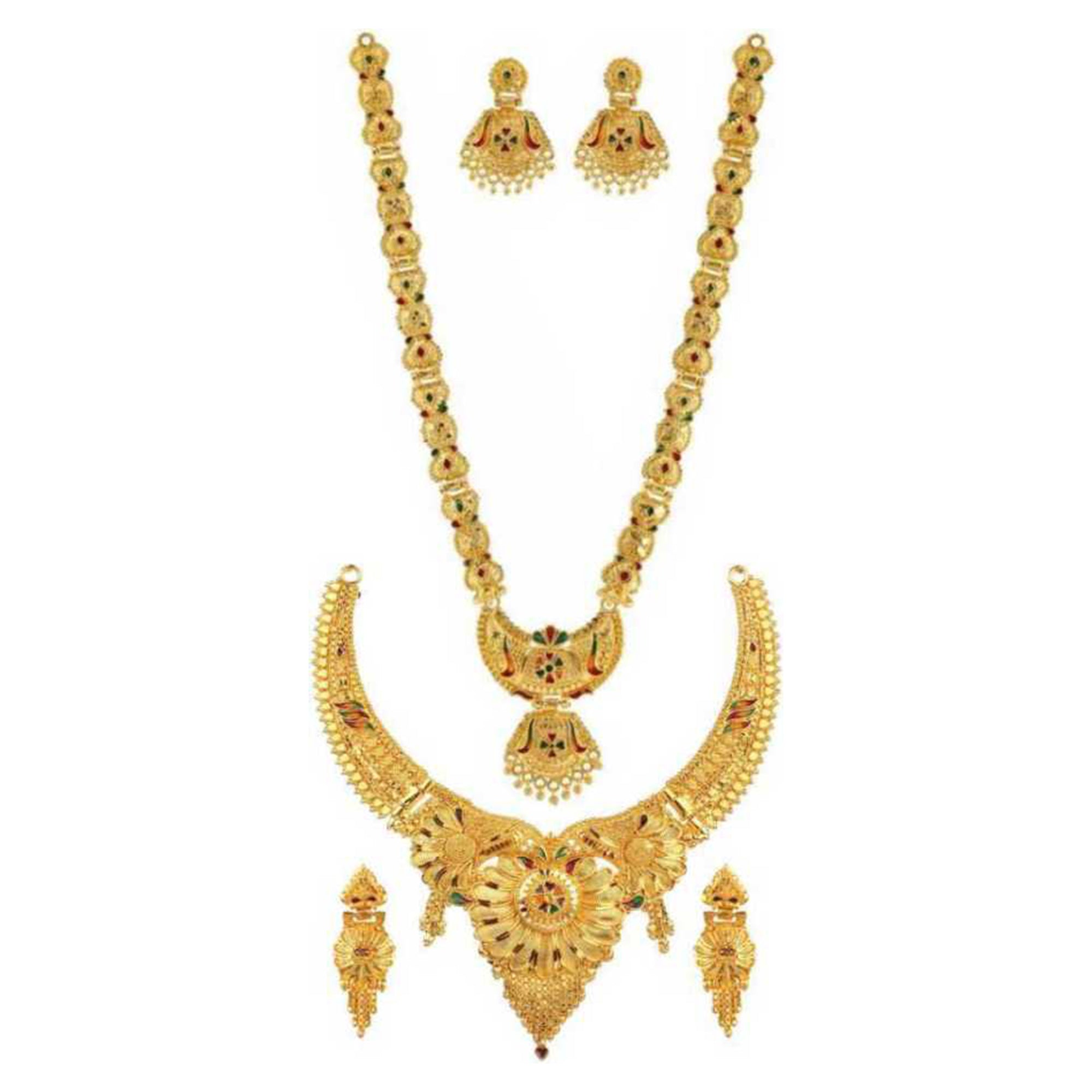 Gold Plated Short and Long Alloy Jewellery Combo Set