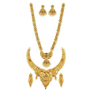 Gold Plated Short and Long Alloy Jewellery Combo Set