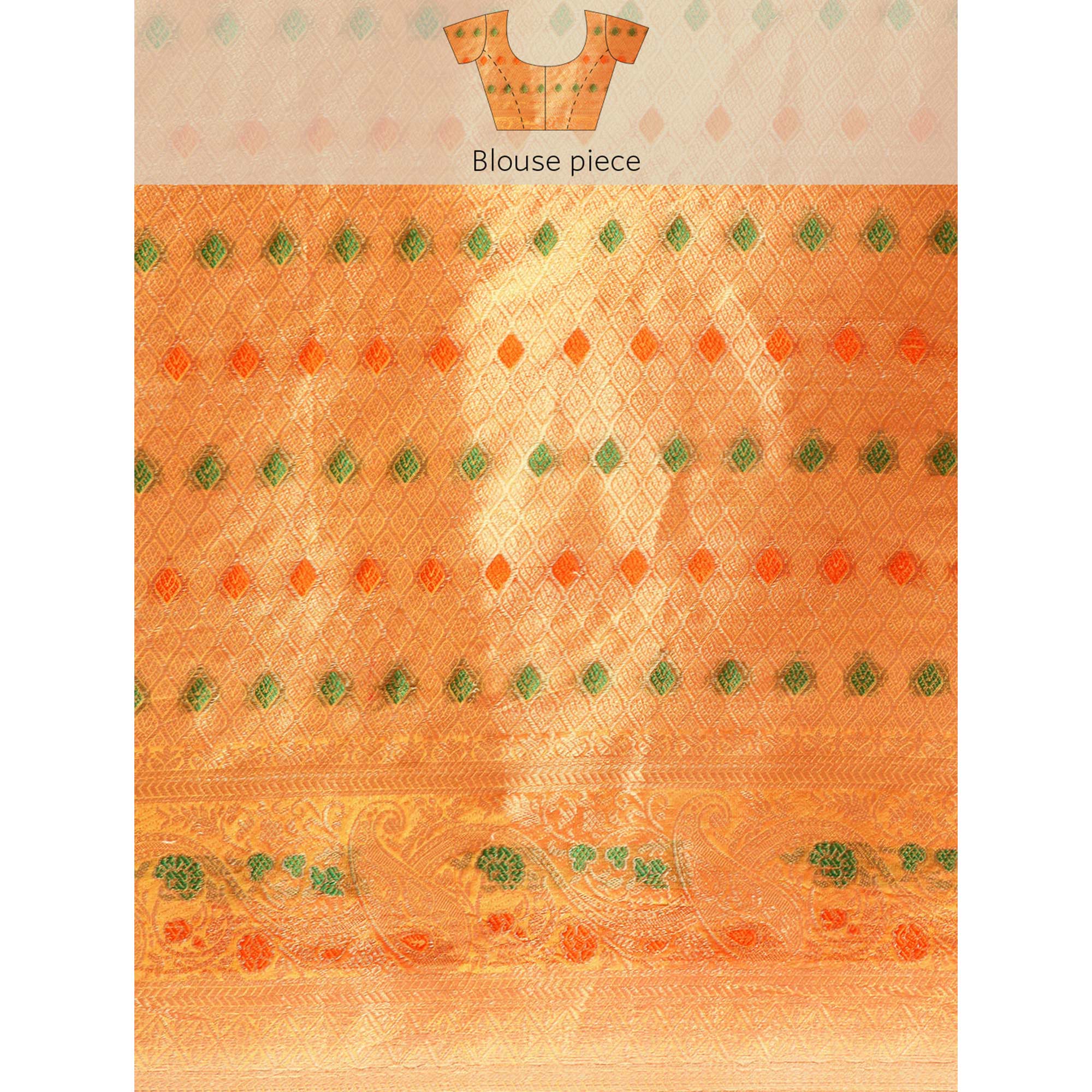 Orange Floral Woven Organza Silk Saree