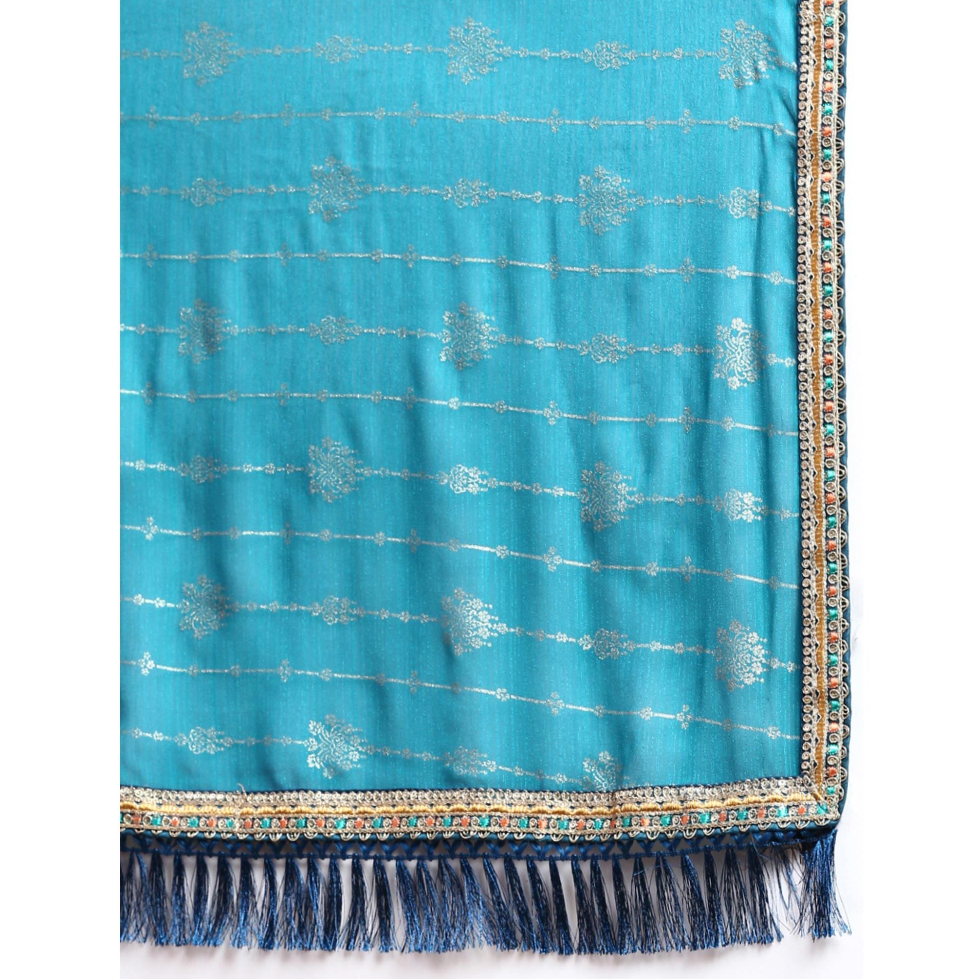 Blue Foil Printed With Fancy Border Zomato Silk Saree