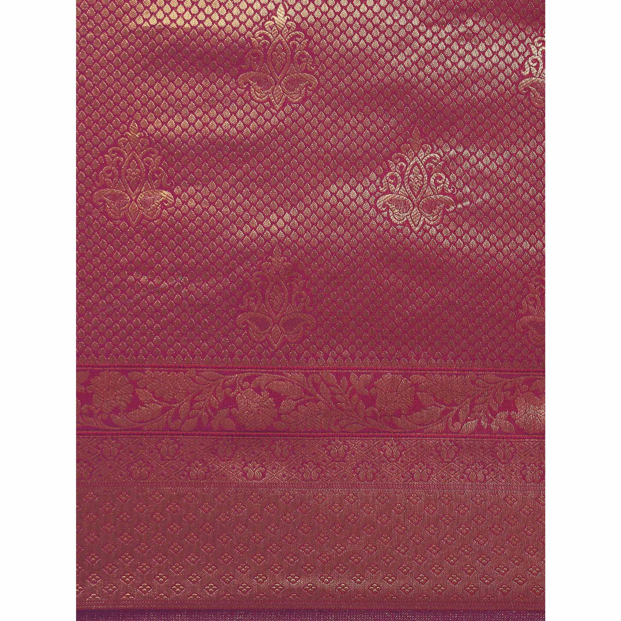 Wine Woven Kanjivaram Silk Saree